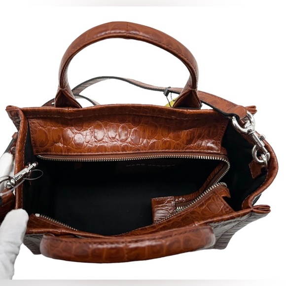 Marc Jacobs New The Small Tote Spice Brown Croc Embossed Leather With Strap - Picture 8 of 12